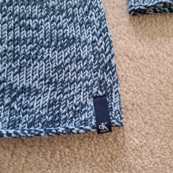 Calvin Klein Jeans Blue Sweater Chunky Knit Size Small Funnel Neck Long Sleeve - Picture 9 of 10